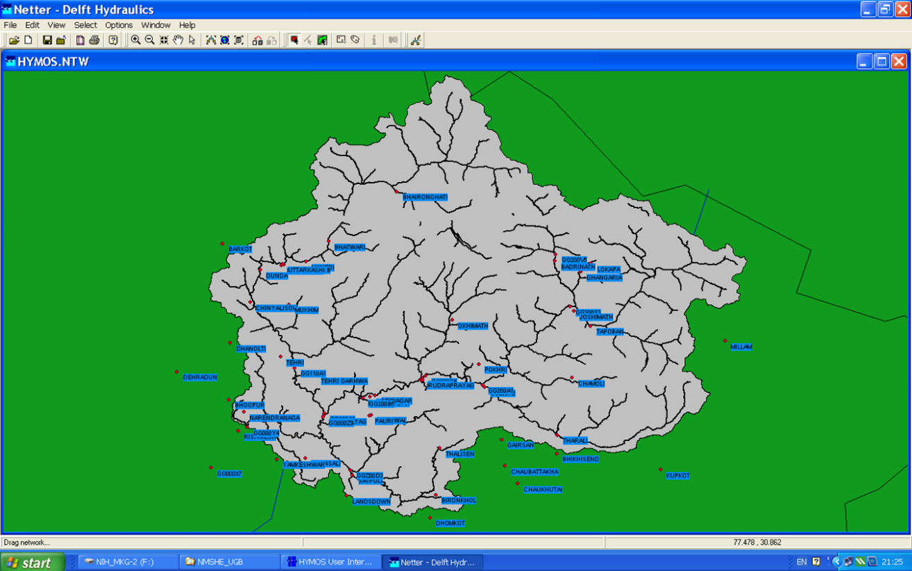 Figure – 1: Location of IMD/CWC stations in HYMOS interface 