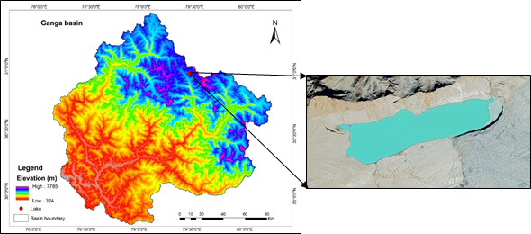 Figure – 9: Alaknanda glacial lake in Upper Ganga Basin