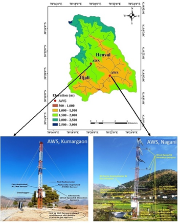 Figure – 1: Jijali and Henval watersheds along with their installed AWS 